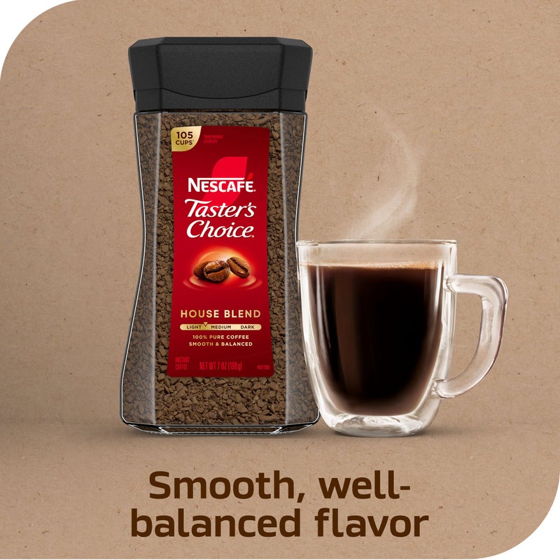 NESCAFÉ Taster's Choice Instant Coffee, Light Medium Roast, House Blend, 2 Jars (7 Oz Each) - Image 4